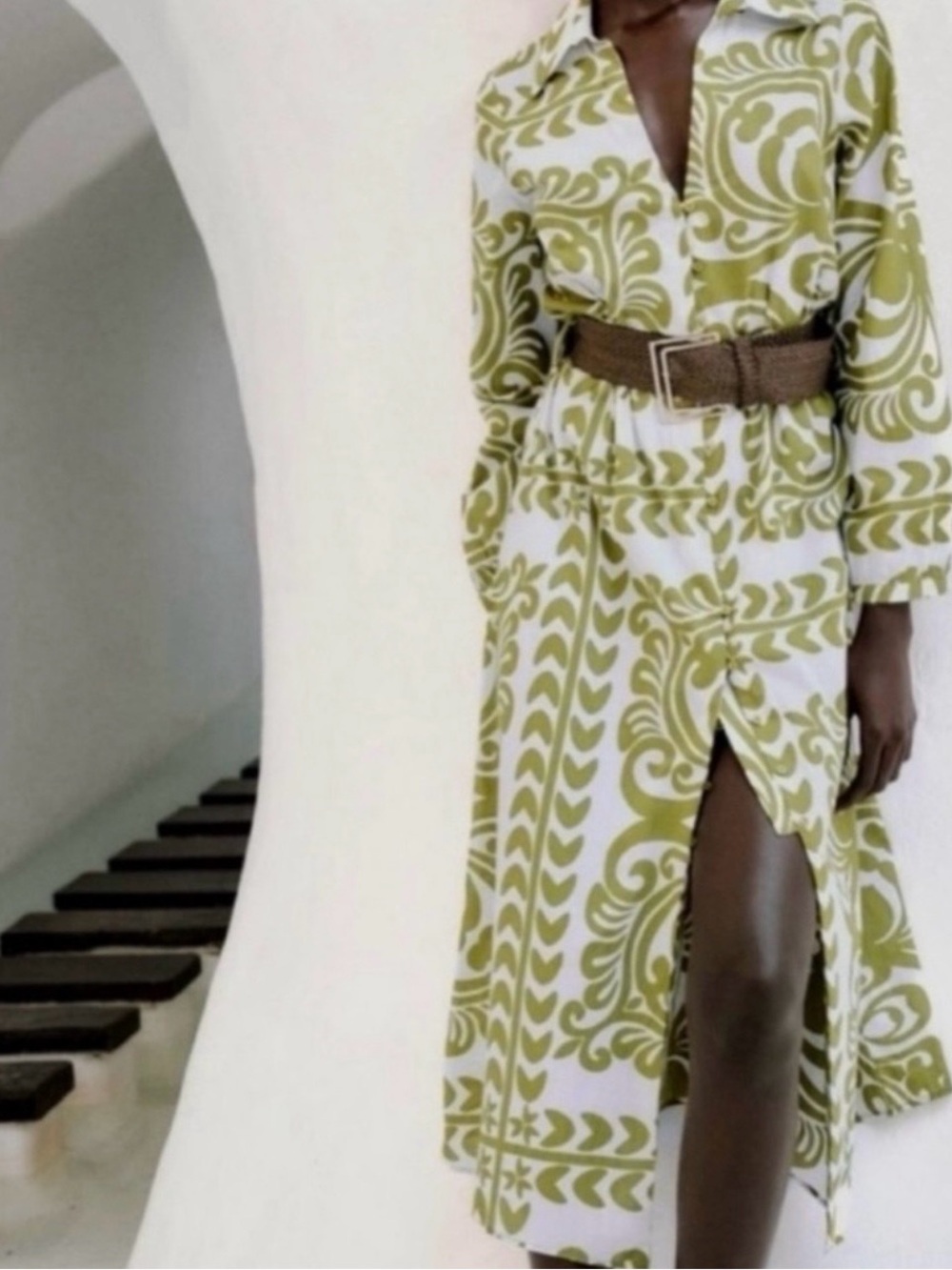 Zara Print Belt Shirt Dress
